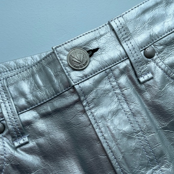 Rag & Bone Silver Leather Miniskirt - Picture 2 of 5